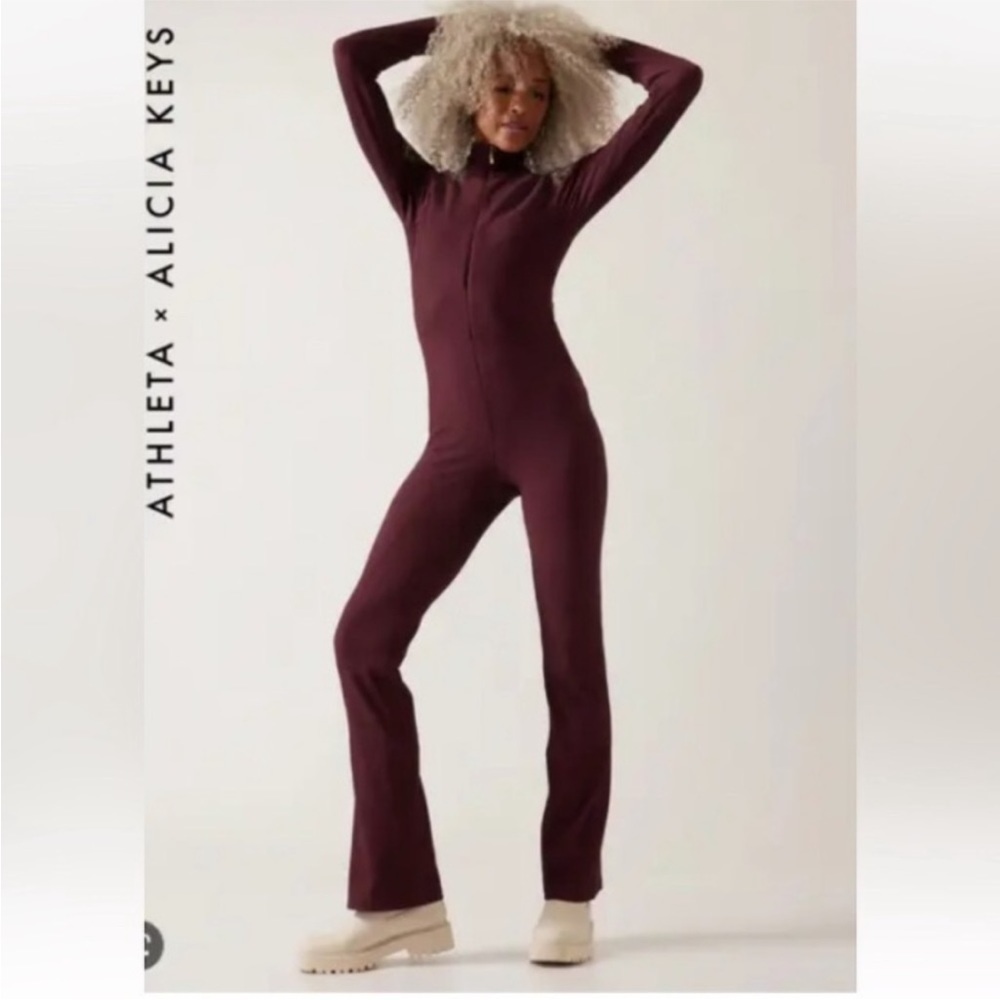 Athleta Purple Jumpsuit Stretchy Full-Length Design